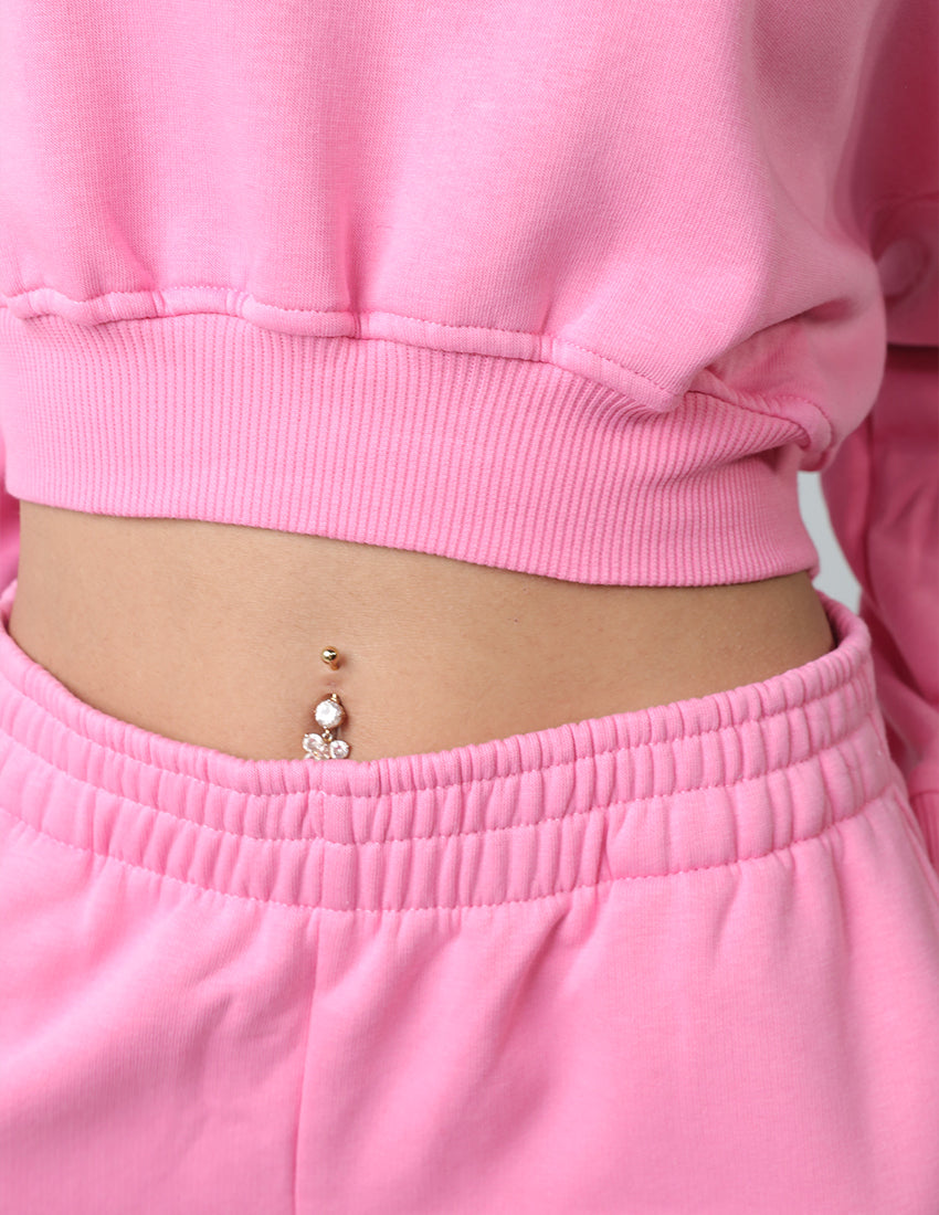 Cropped Cotton Sweatshirt Crew Neckline