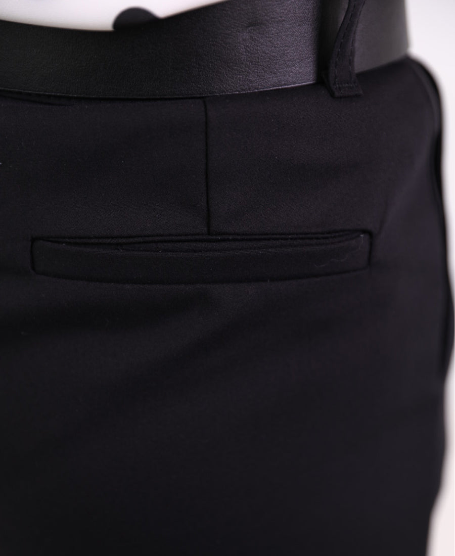 Formal black shorts with belt