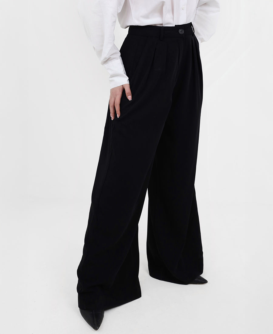 Wide leg formal pants with waistband