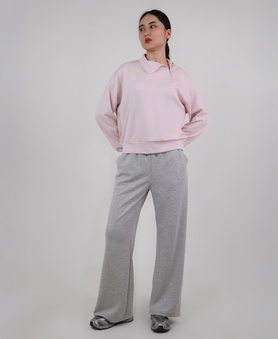 High neck blouse with slanted zipper