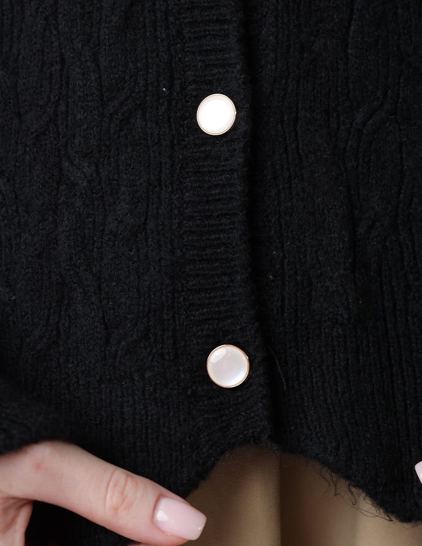 Black Buttoned Cardigan