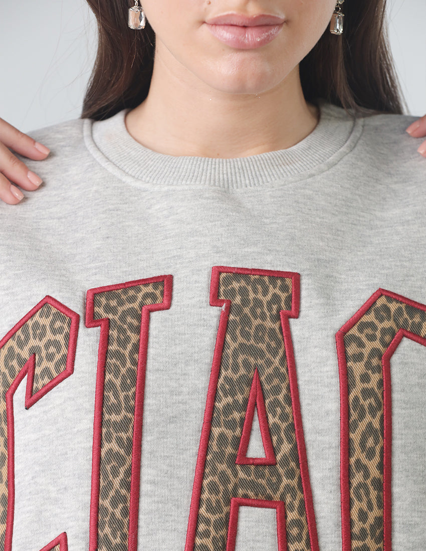 Grey Sweatshirt with Crew Neckline