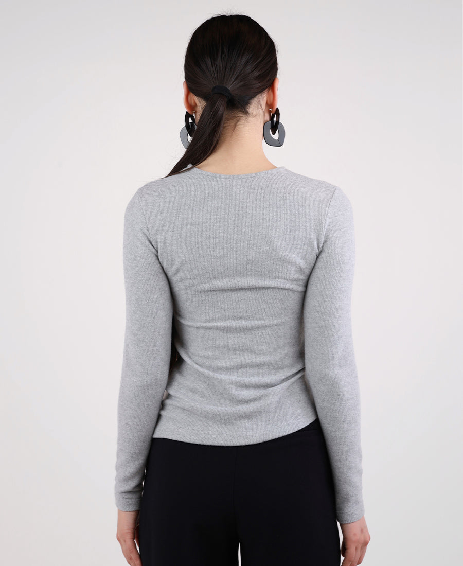 Soft wool blouse with side slits