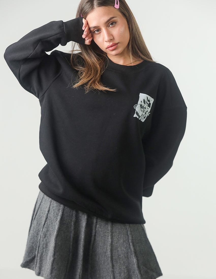 Black Printed Sweatshirt