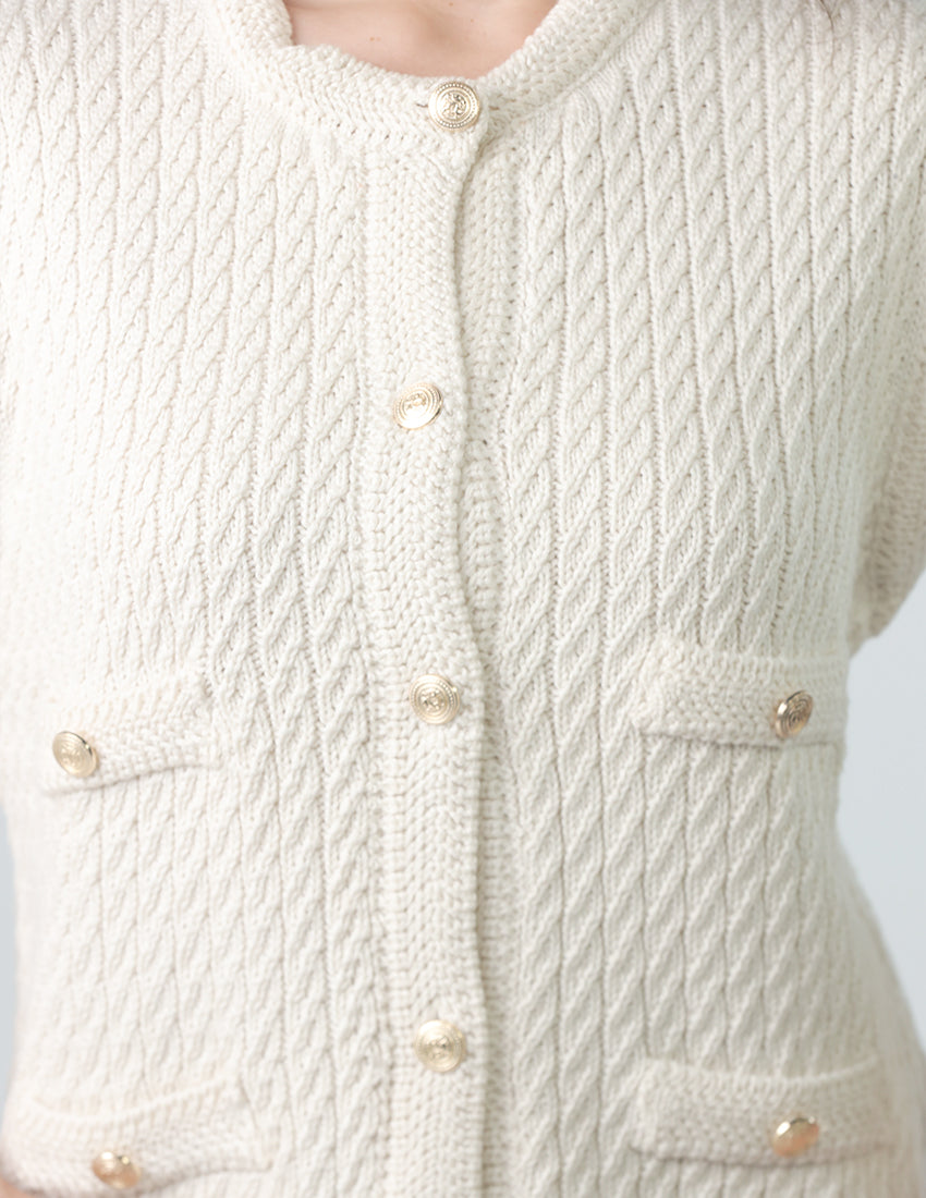 Tricot Sleeveless Top with Buttons