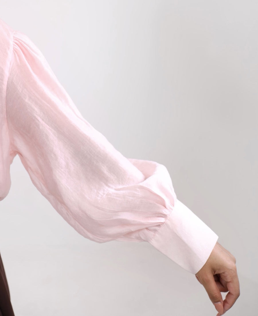 Pink chiffon tie neck blouse
