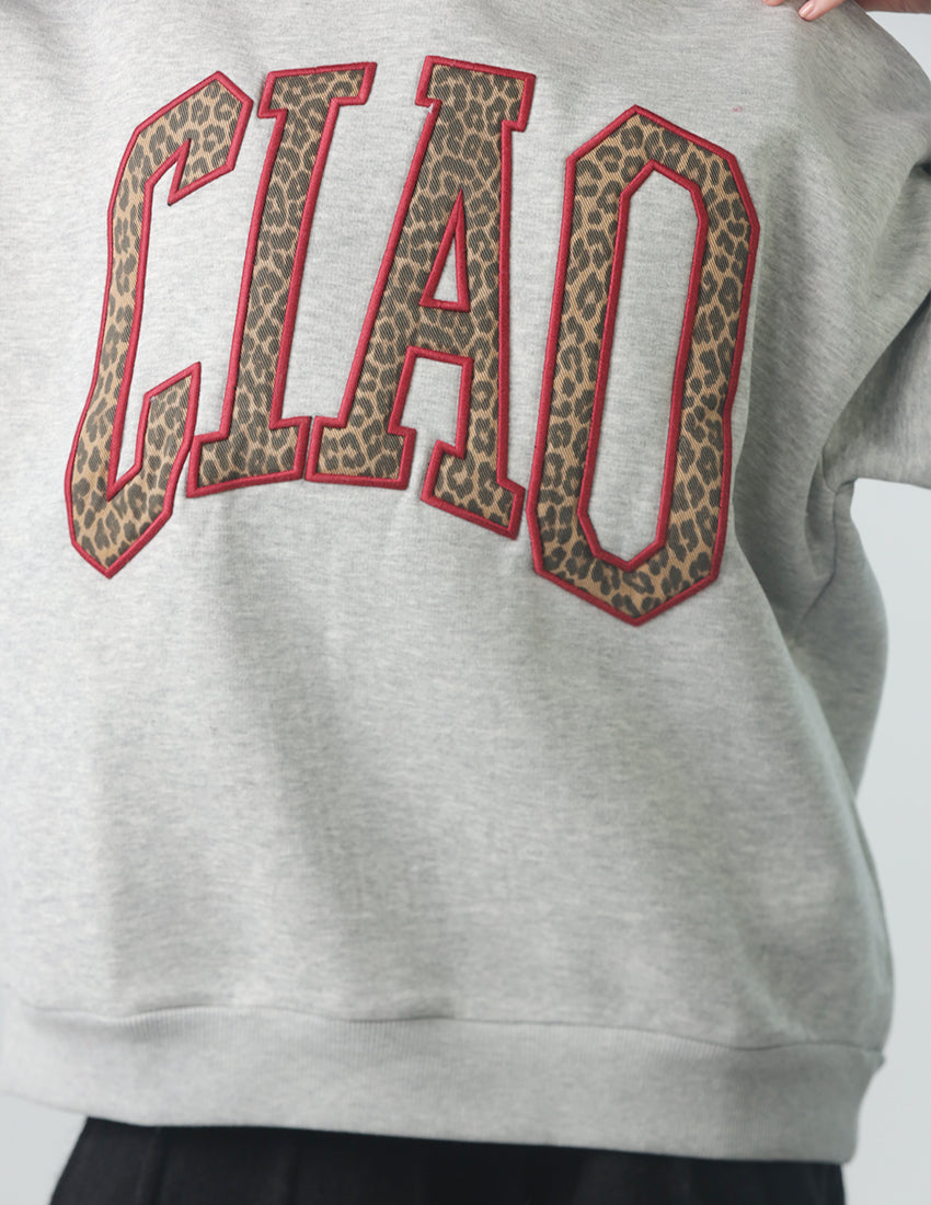 Grey Sweatshirt with Crew Neckline