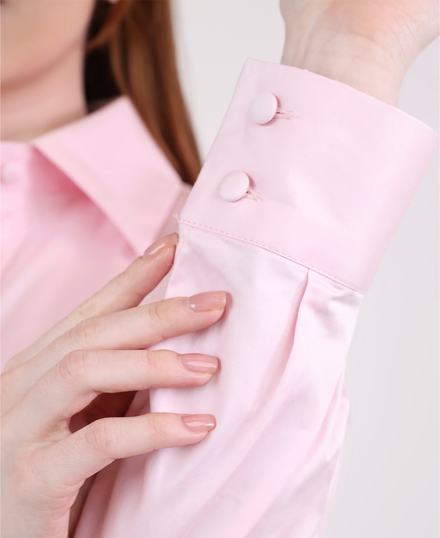Long dress with a ruffled waist and buttons