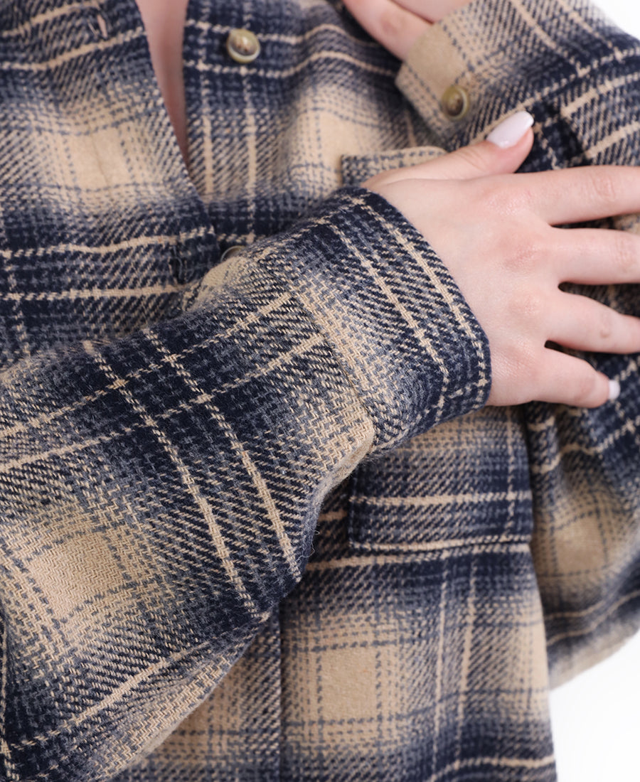 Checkered shirt with writing on the back
