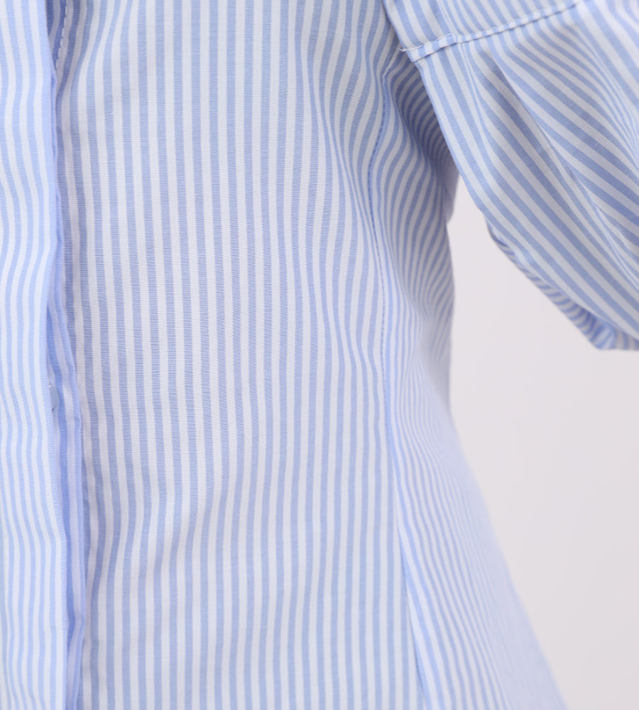 Sky blue striped fitted shirt