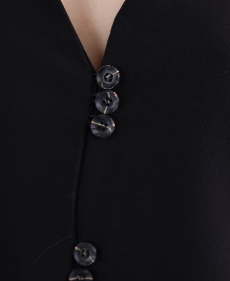 Vest black long waist lace