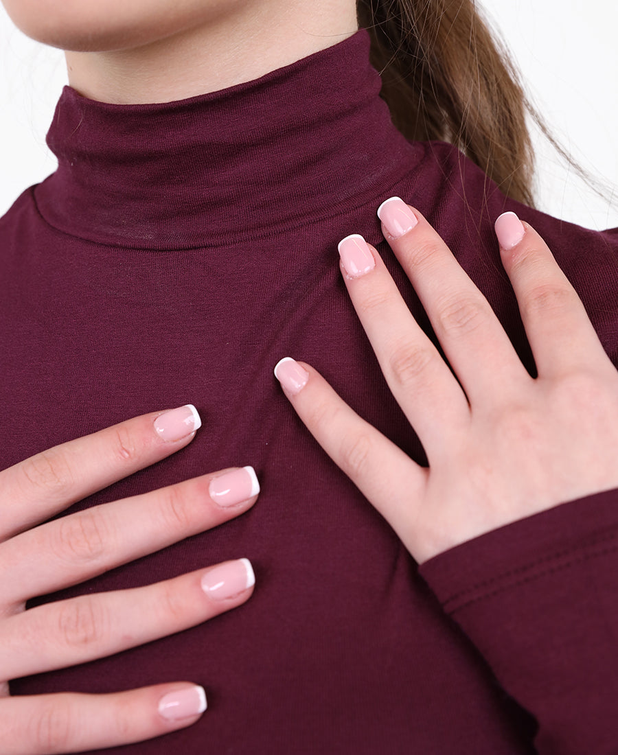 long-sleeved black turtleneck bodysuit