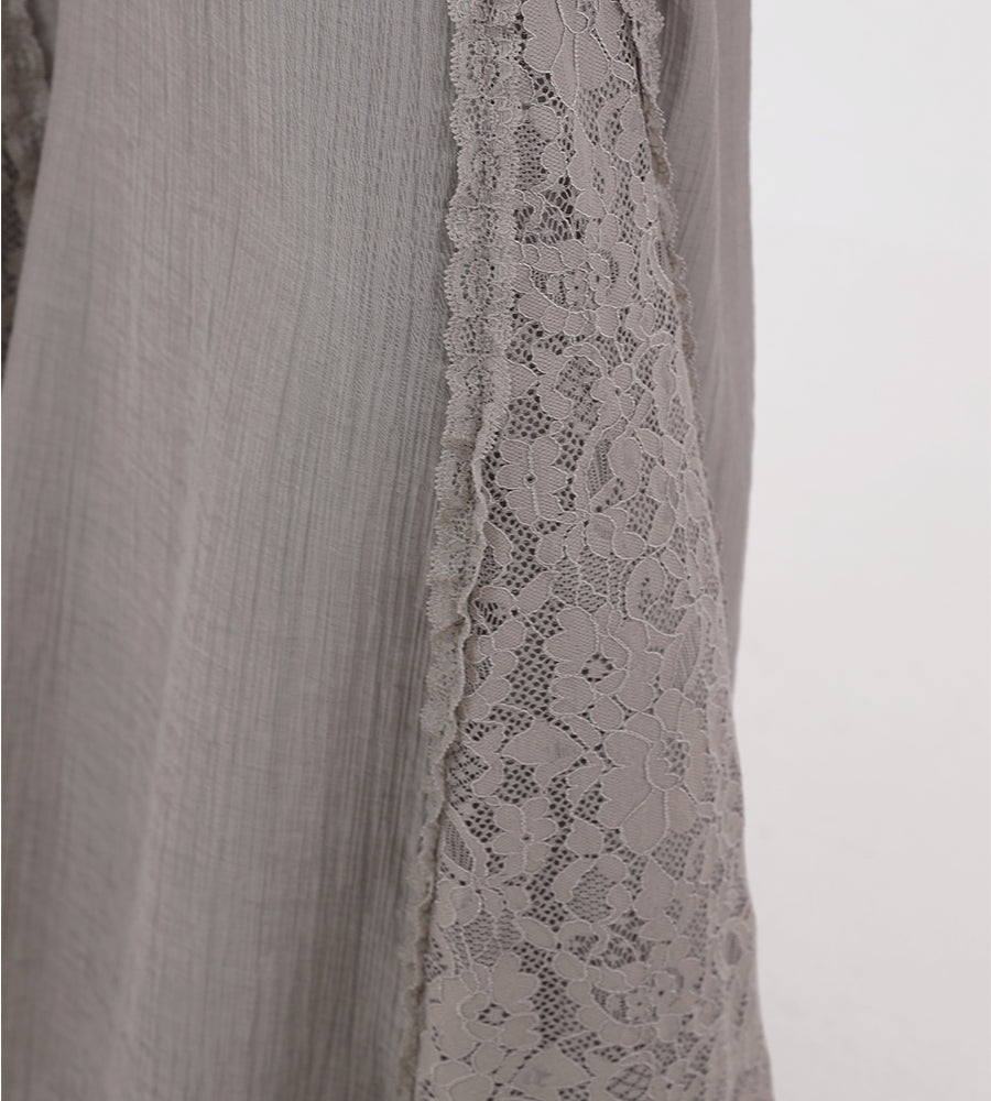 Long skirt with lace trim