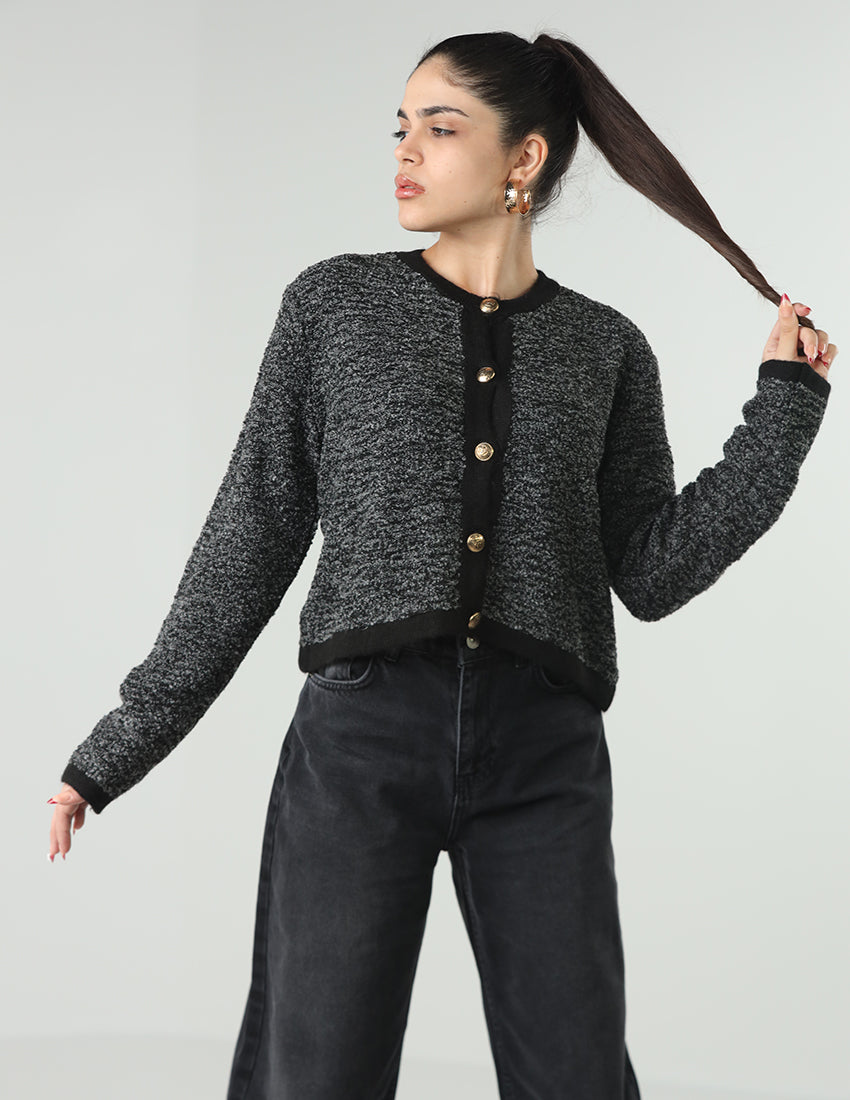 Black Tricot Cardigan