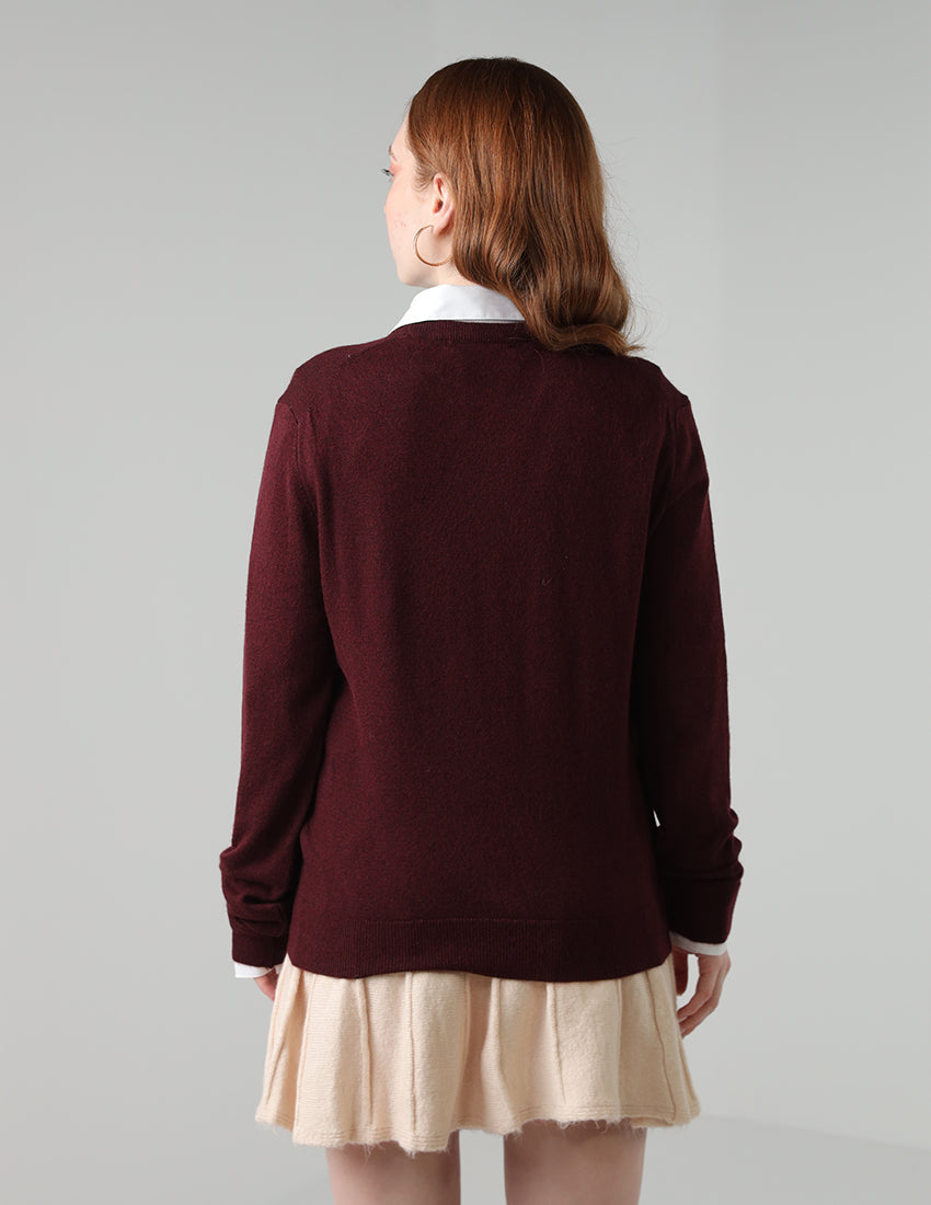 سترة تريكو بفتحة رقبة دائرية