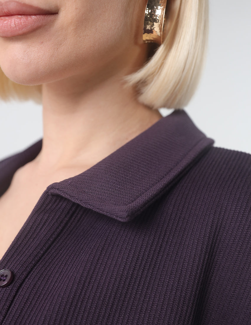 Three-Piece Ribbed Set with Longline Shirt