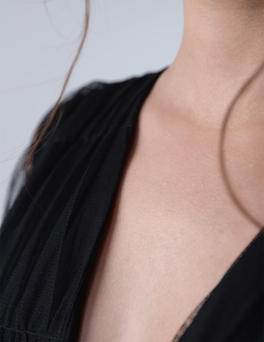 Chiffon layered dress midi-length