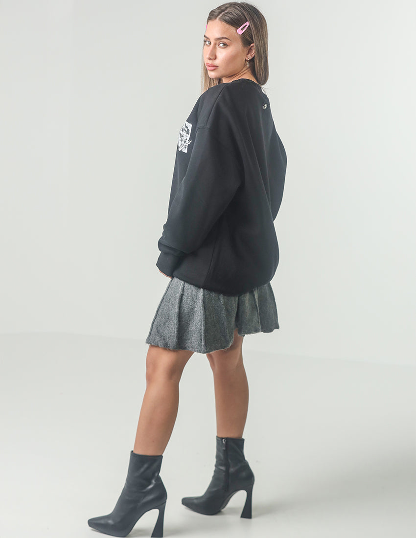 Black Printed Sweatshirt
