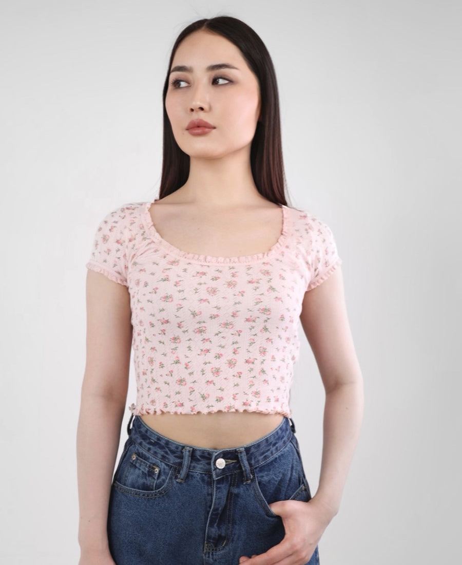 Floral lace T-shirt