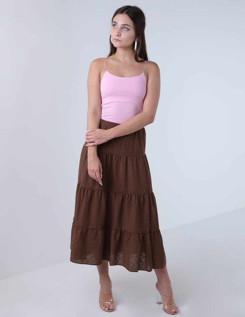 Embroidered Tiered Maxi Skirt