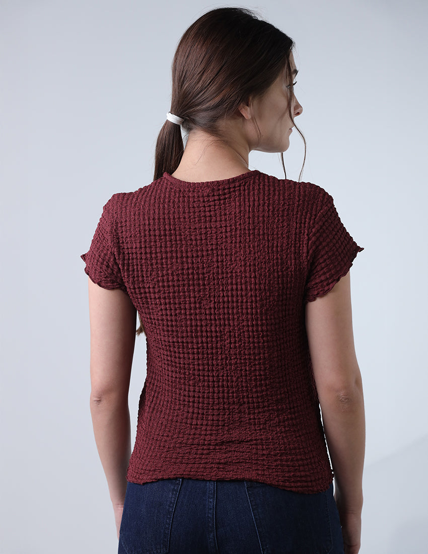 Mesh Knit Pattern  T-shirt