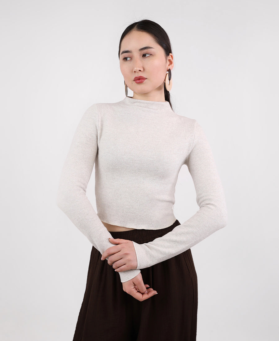 Soft wool cropped blouse