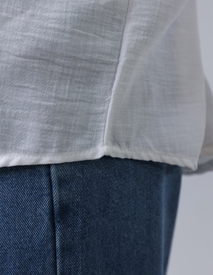 قميص كتان بأكمام طويلة