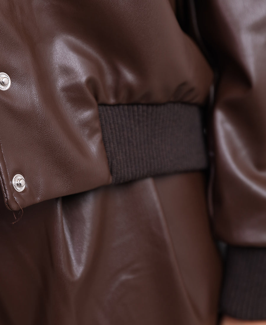 Leather bomber jacket