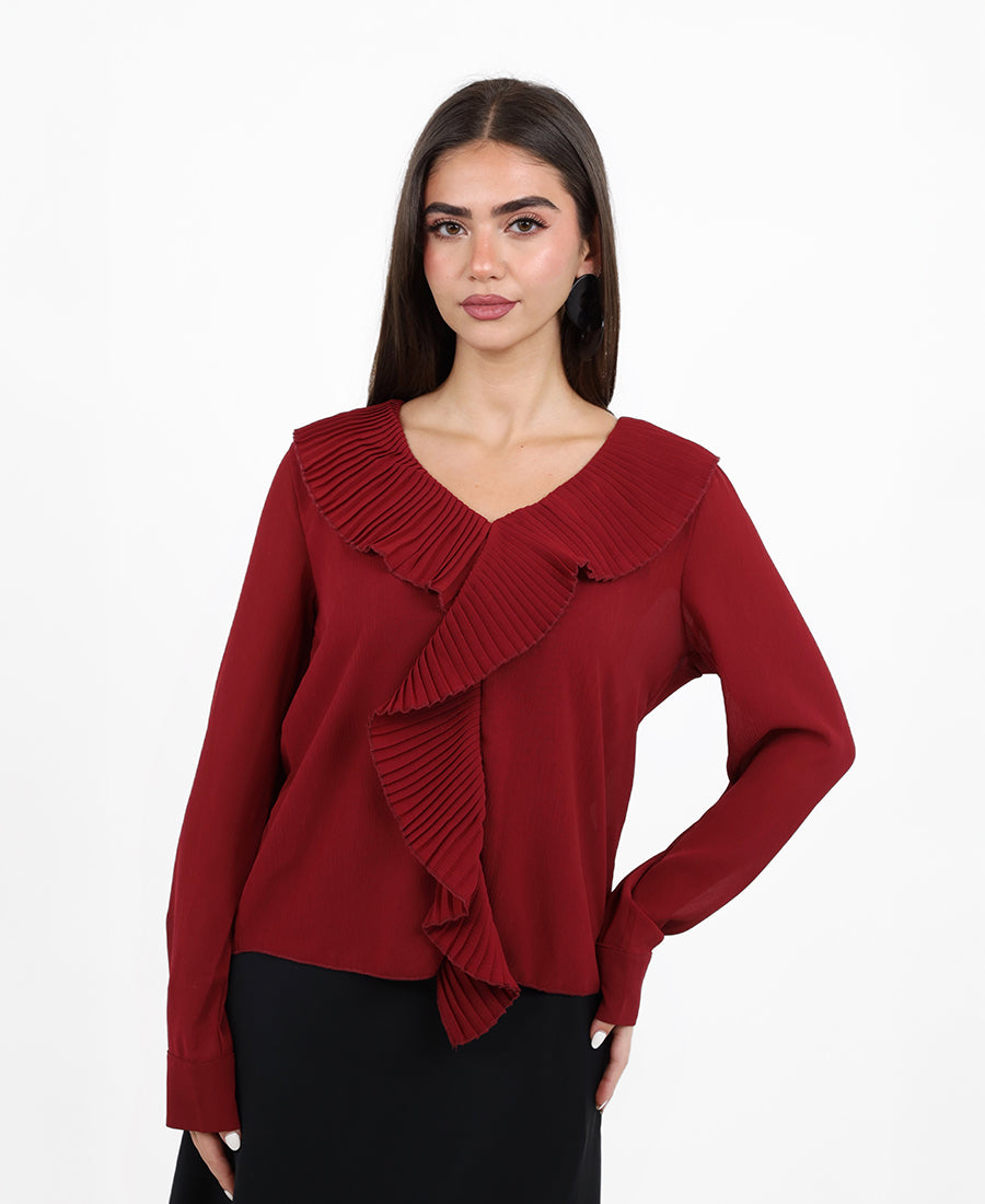 Chiffon blouse with ruffled bodice
