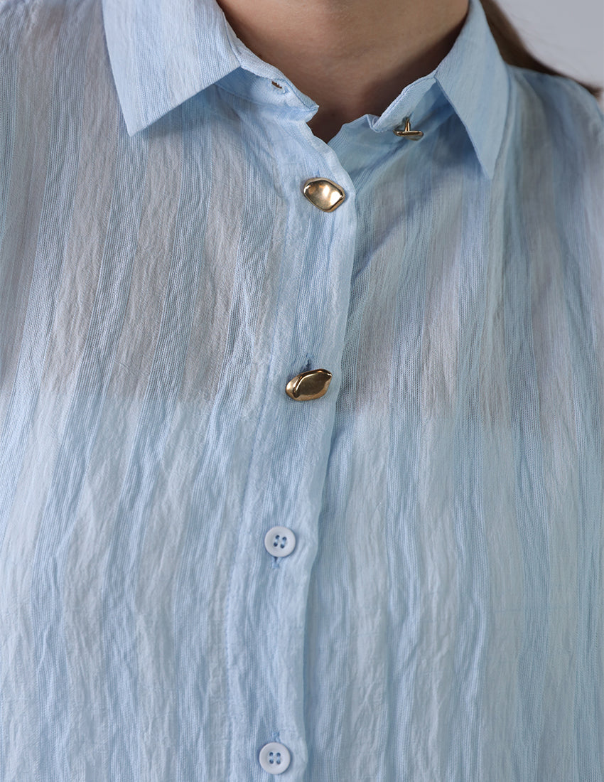 قميص شيفون مخطط كبير الحجم