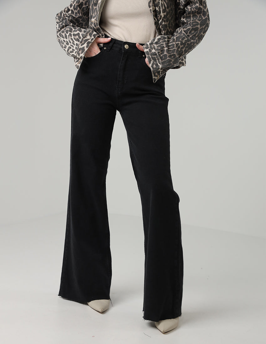 High-Waist Black Flared Jeans