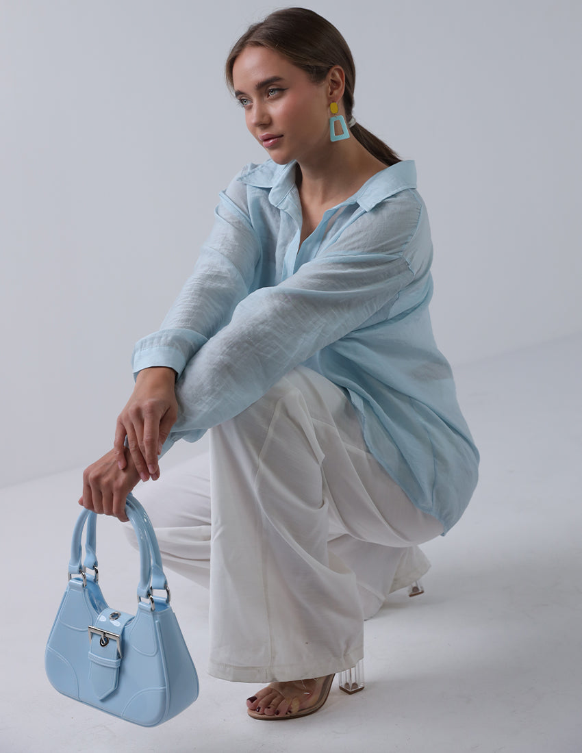 قميص كتان بجيب أمامي