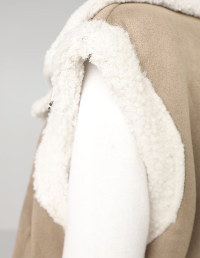 Wool-Lined Vest with Waist Belt and Zipper