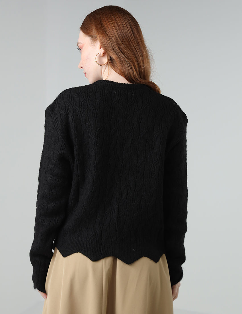Black Buttoned Cardigan