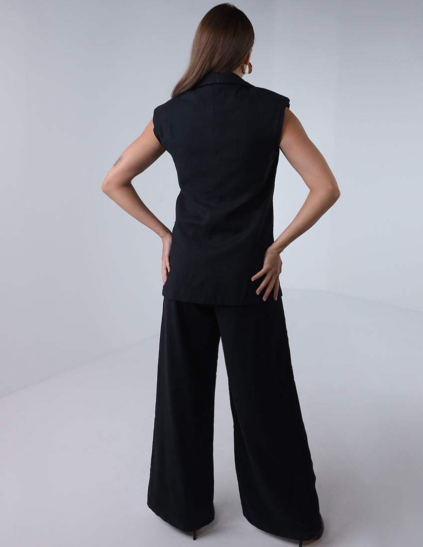 Two-piece vest with wide-leg pants