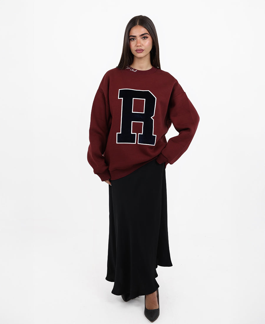 Oversized sweater "R" burgundy