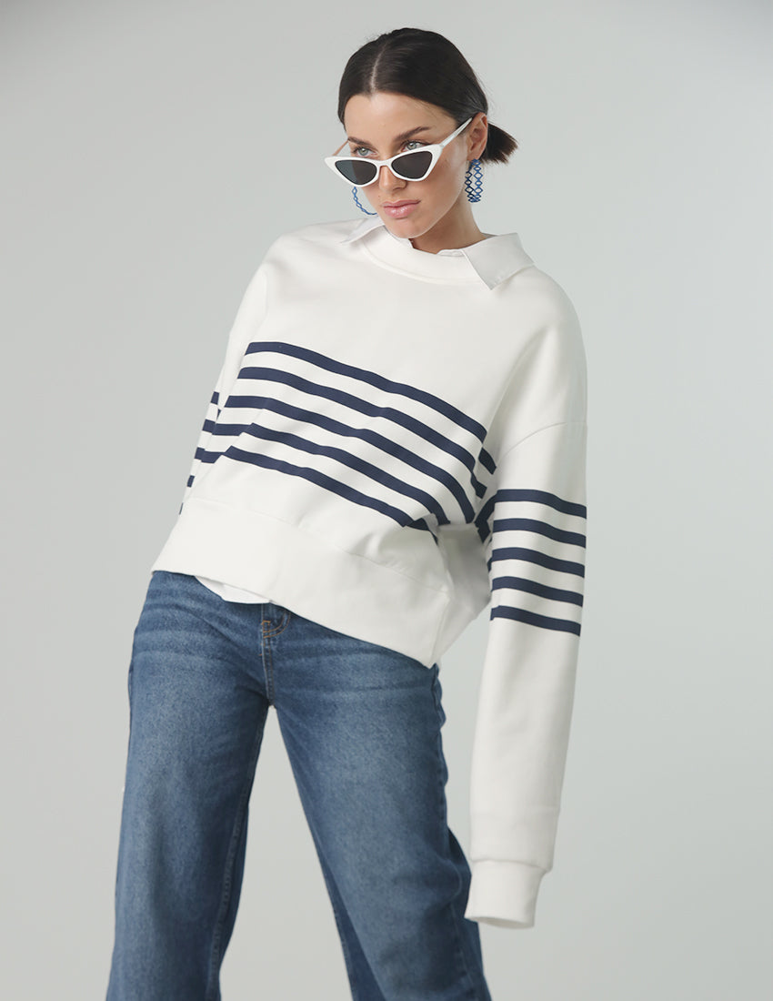 White Striped Sweater