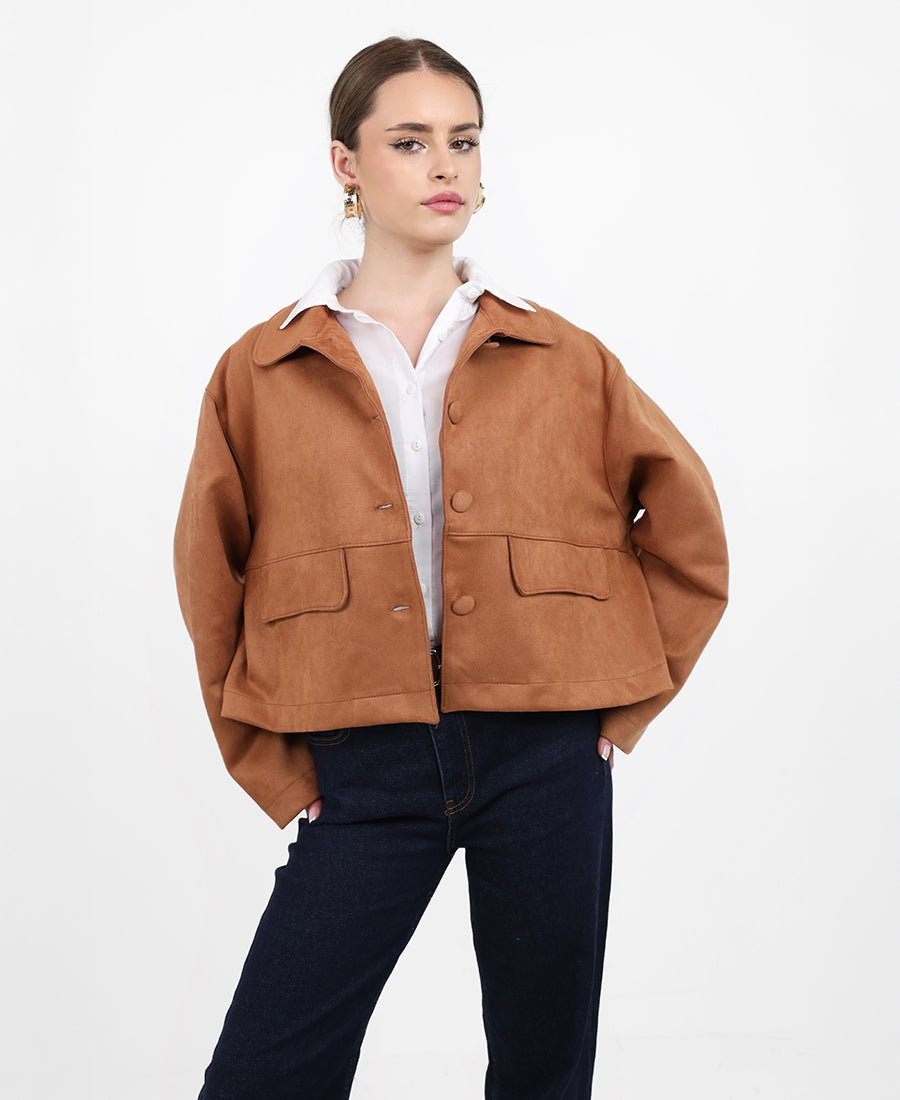 Suede cropped jacket