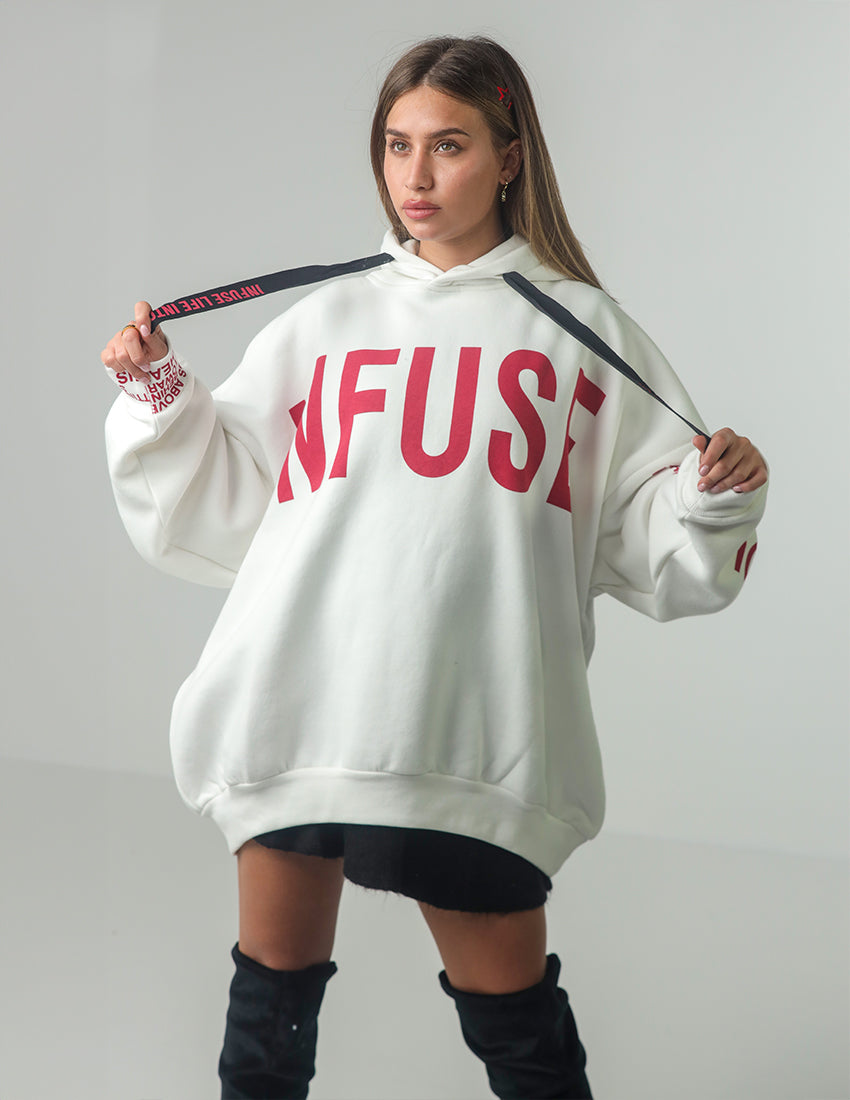 White Printed Hoodie