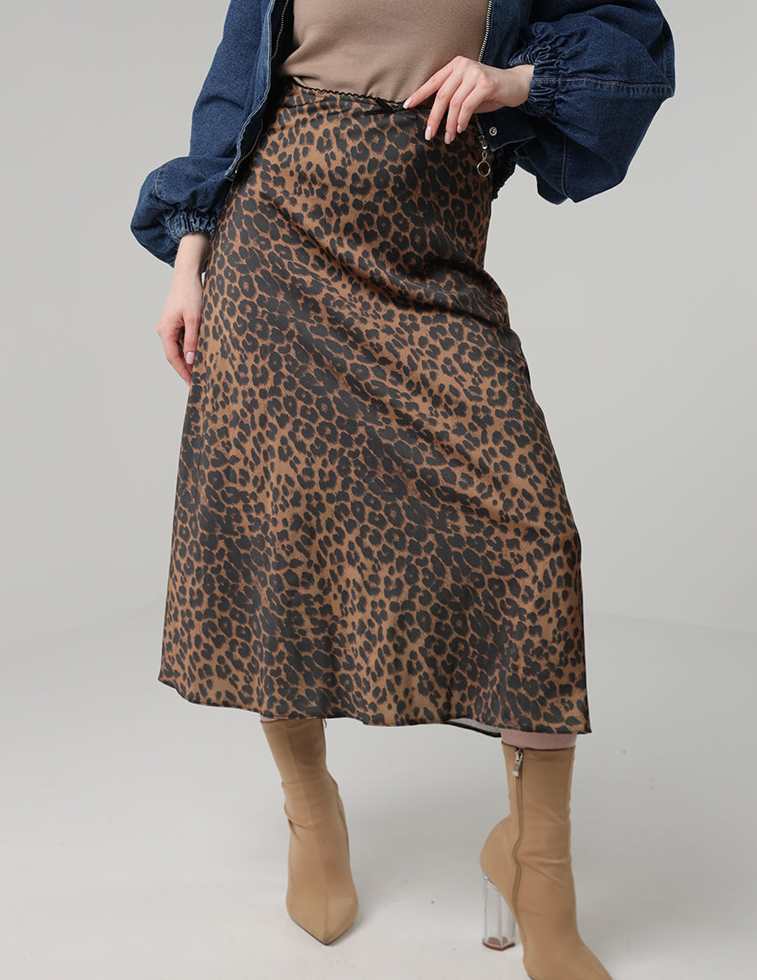 Long tiger satin skirt
