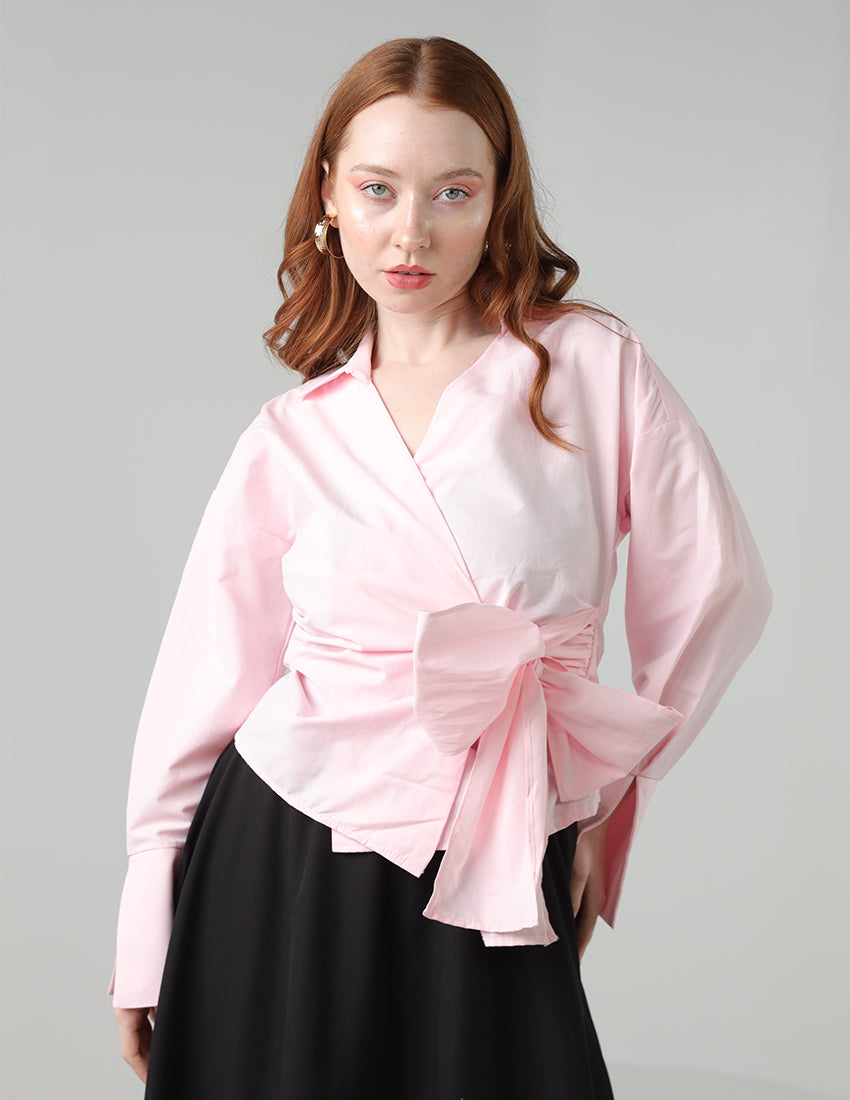 Wrap-Front Crop Shirt