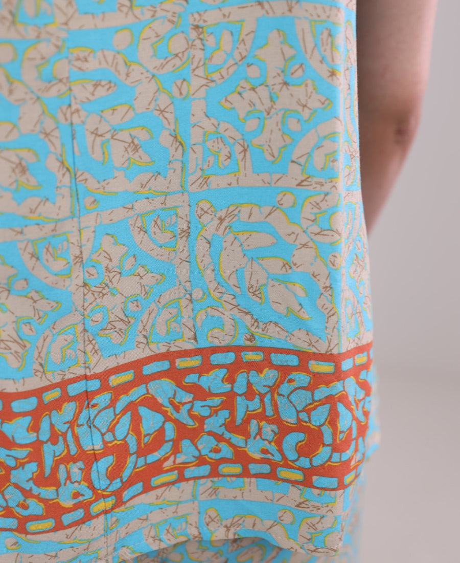 Turquoise-orange set, drilled top with wide trousers