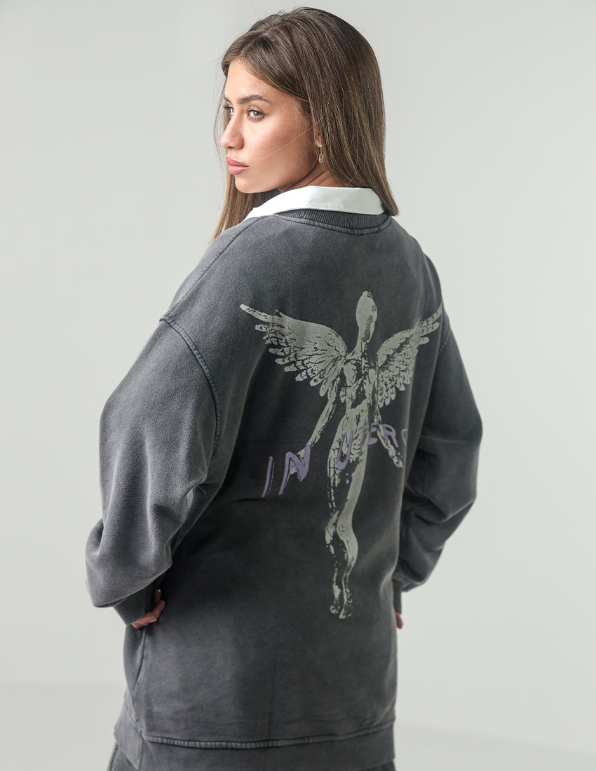 Printed Grey Sweater