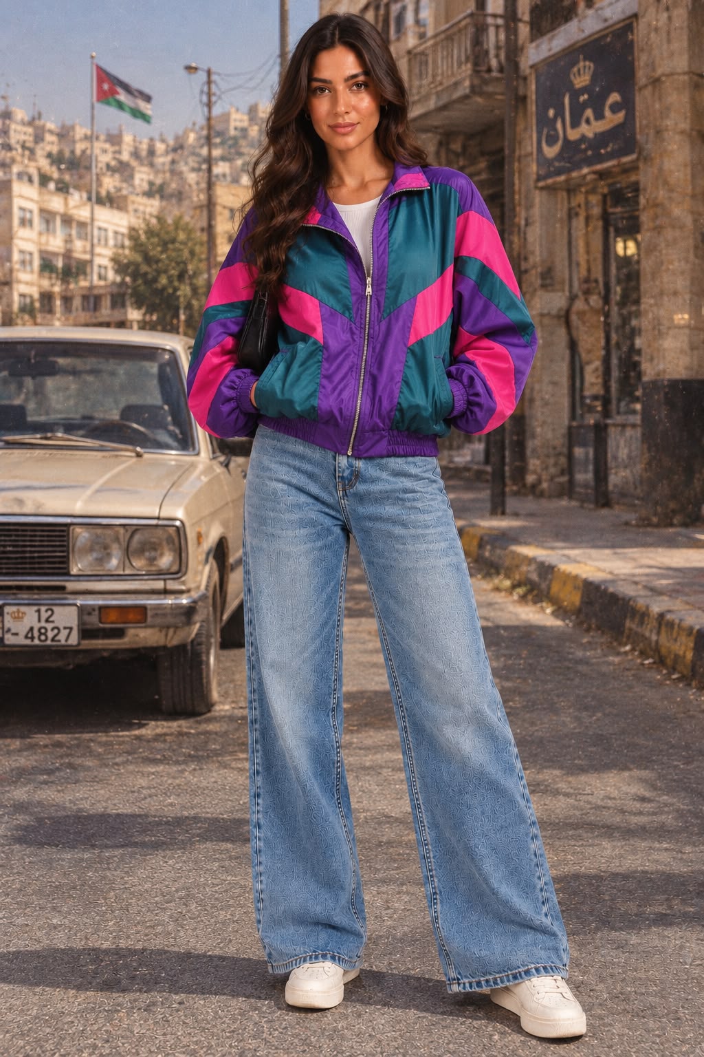 Purple jacket 80s style colored