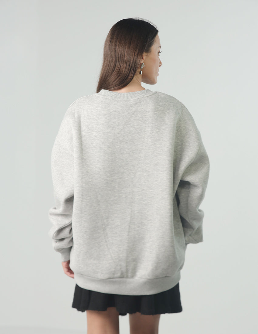 Grey Sweatshirt with Crew Neckline