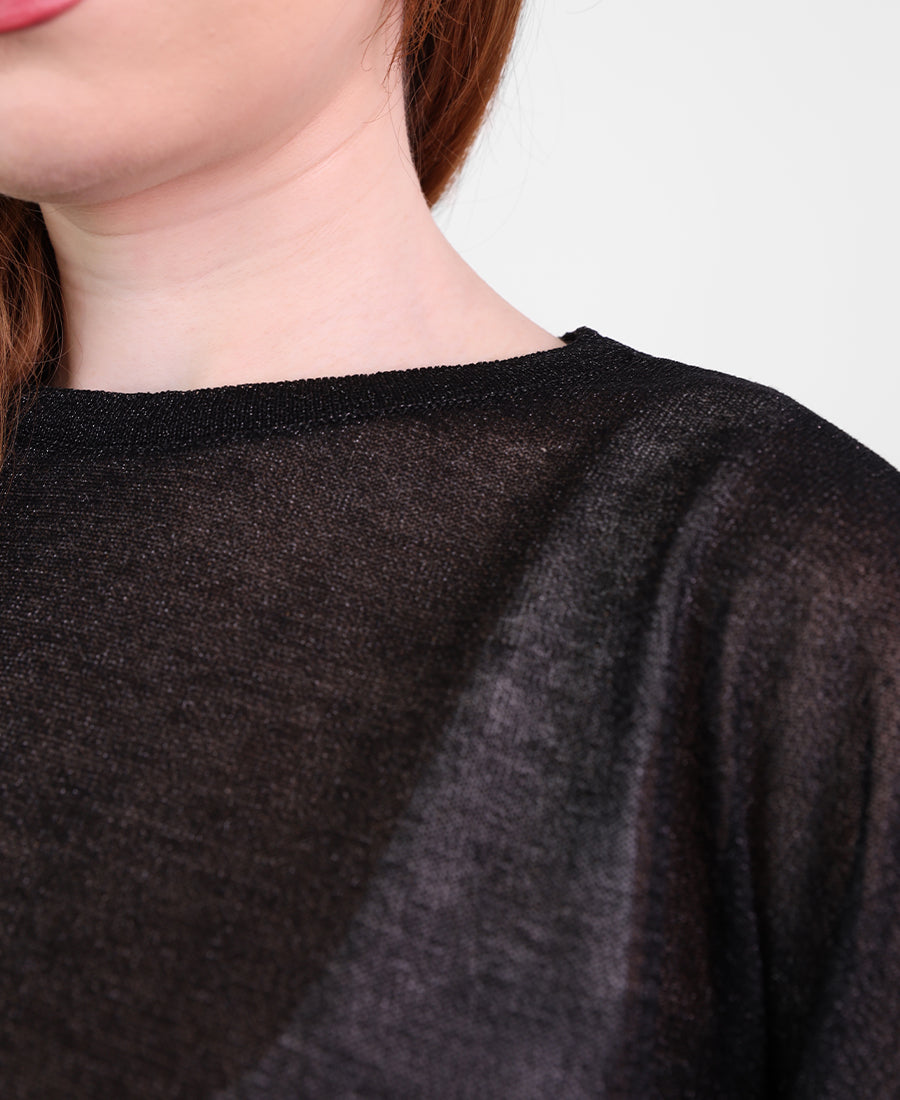Shiny chiffon blouse with long sleeves