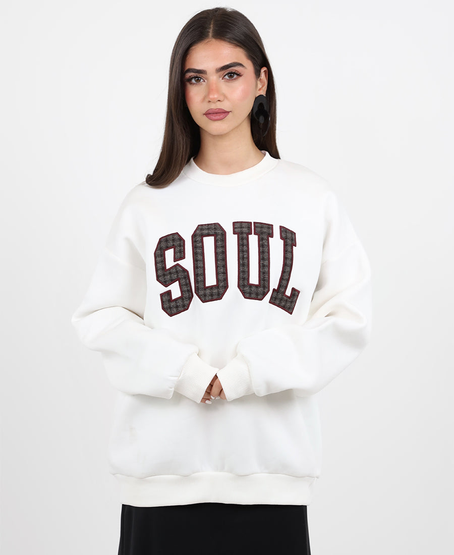 White "SOUL" sweater