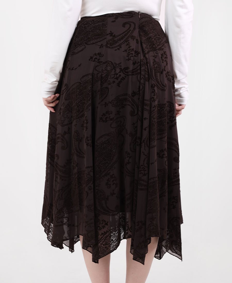 Mid-length patterned chiffon skirt