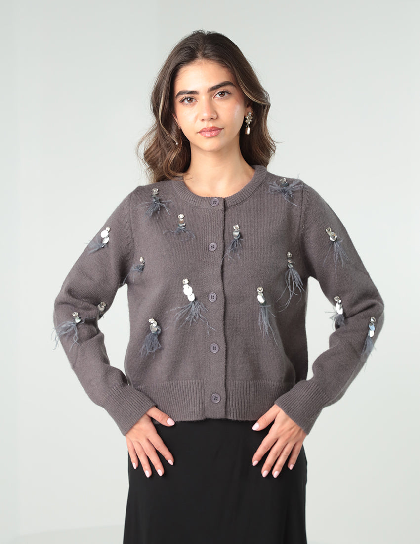 Feather tricot blouse