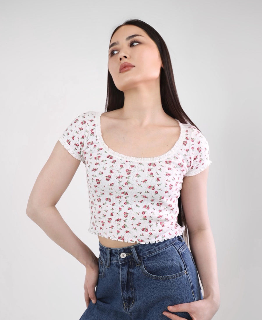 Floral lace T-shirt